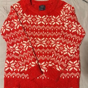 Abercrombie & Fitch Red and White Fair Isle Sweater
